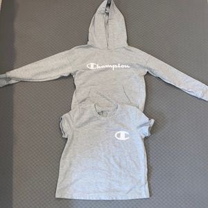 Girls grey champion set (shirt and sweatshirt)